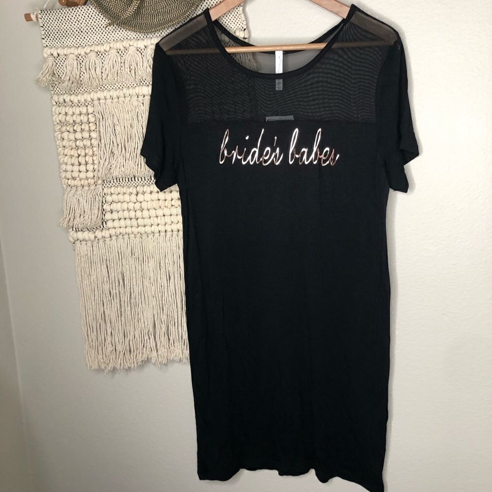 David’s Bridal Bride’s Babes Black Mesh Shirt